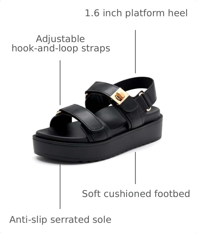 Women's Platform Sandals Cushioned Footbed Open Toe Walking Summer
