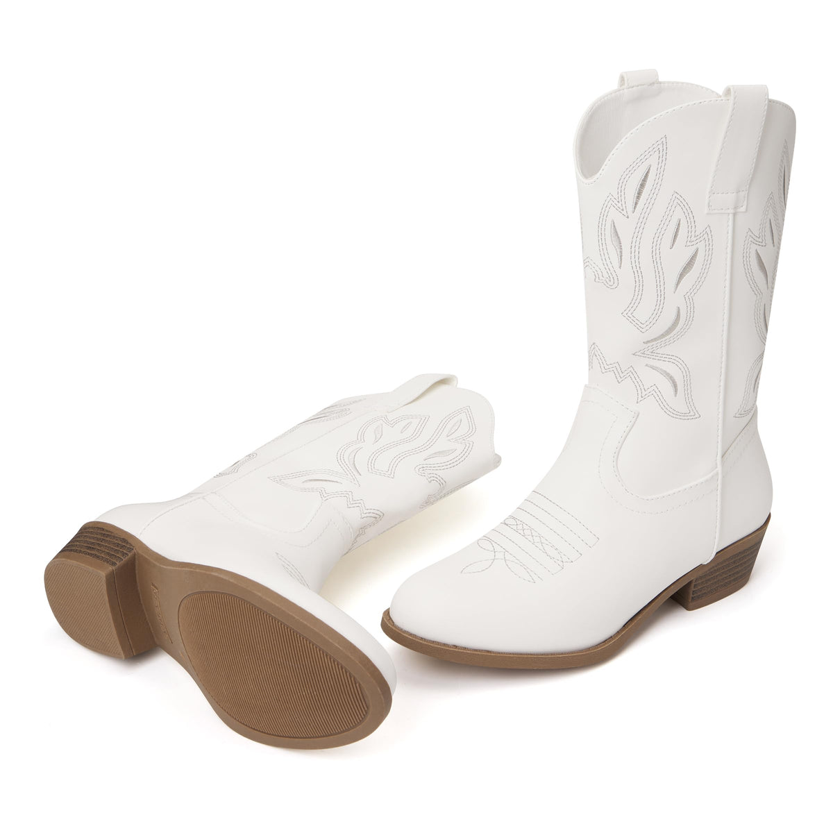 Girls Kids Western Boots Round Toe Embroidered Cowgirl Cowboy Boots