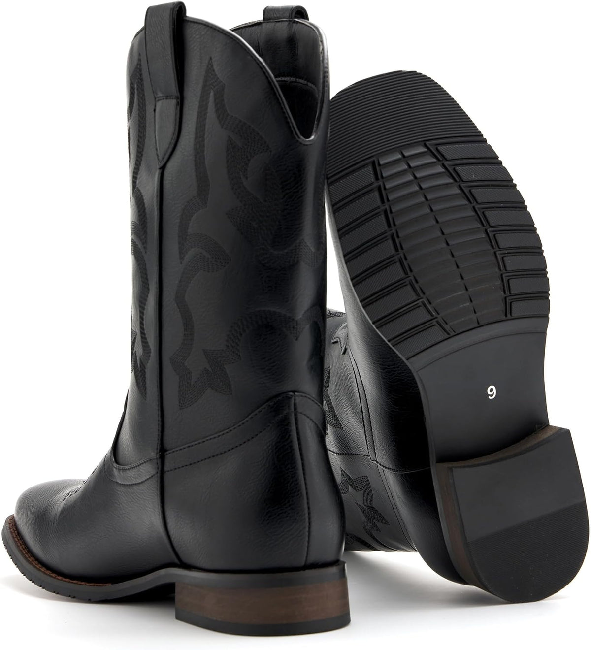 Cowboy Boots for Men Square Toe Classic Embroidered Western Boots
