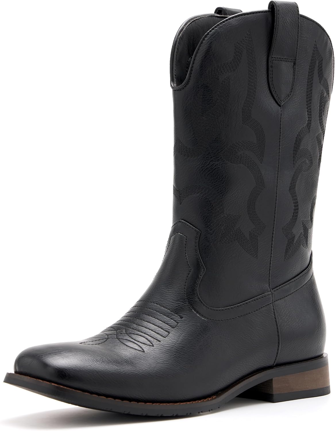 Cowboy Boots for Men Square Toe Classic Embroidered Western Boots