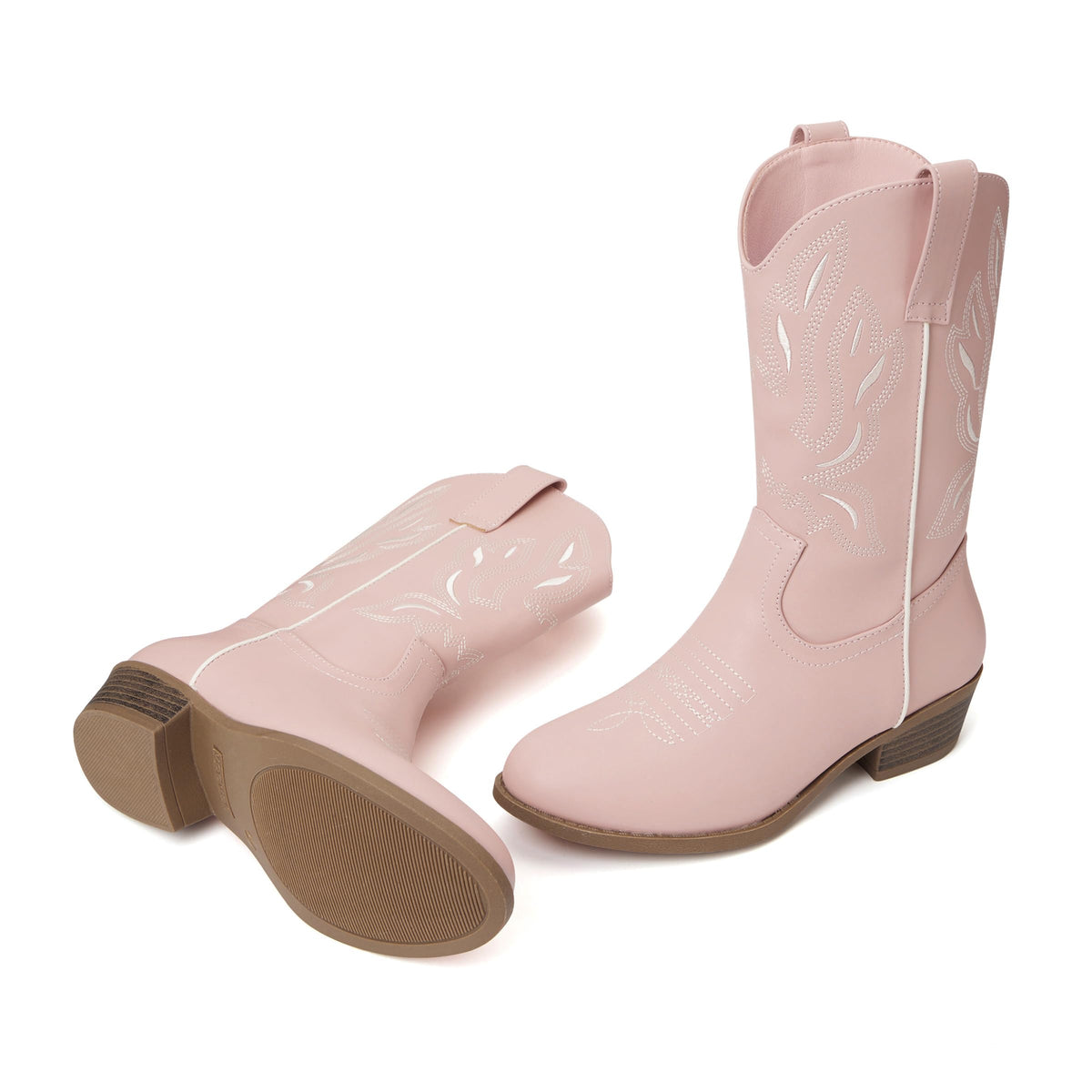Girls Kids Western Boots Round Toe Embroidered Cowgirl Cowboy Boots