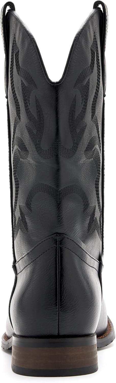 Cowboy Boots for Men Square Toe Classic Embroidered Western Boots