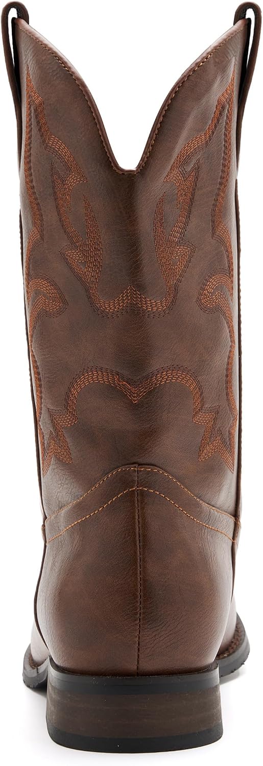 Cowboy Boots for Men Square Toe Classic Embroidered Western Boots