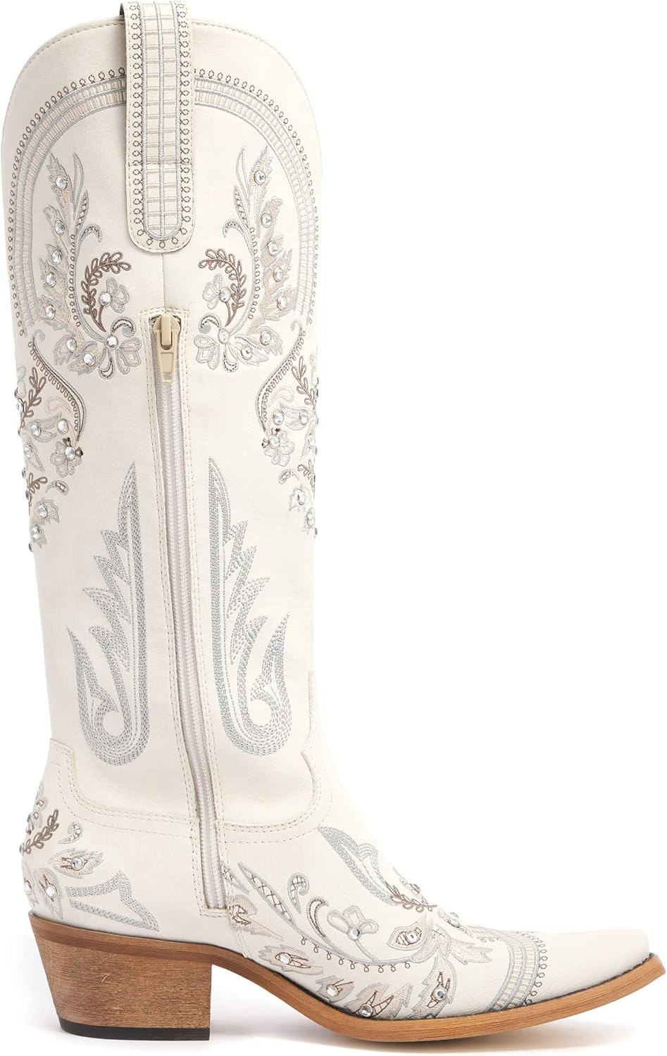 Western Cowboy Boots for Women Rhinestone Knee High Cowgirl Snip Toe