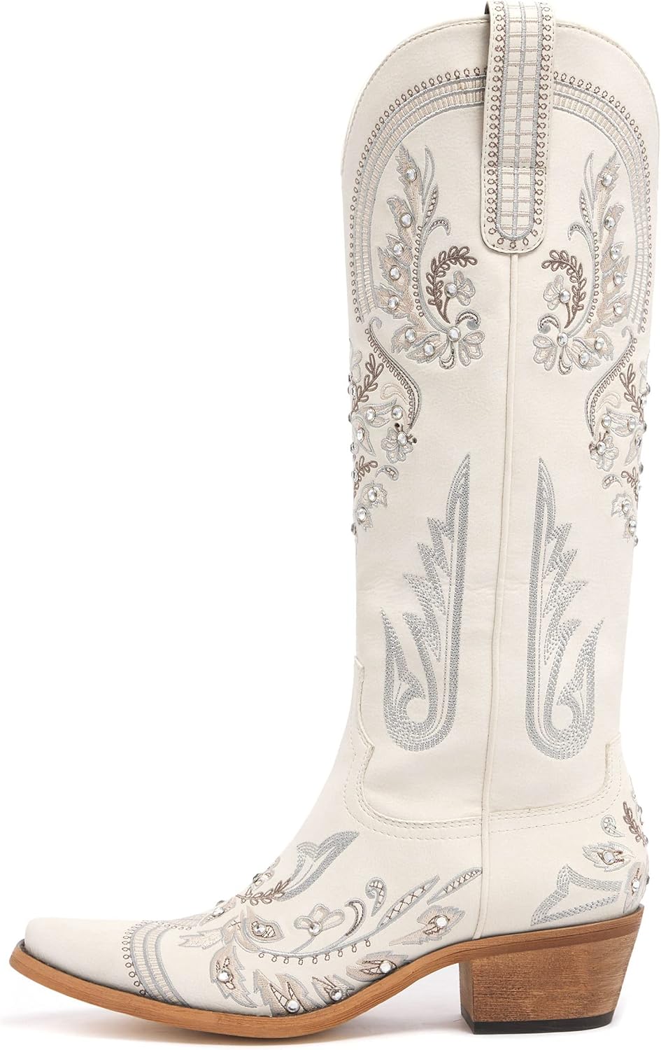 Western Cowboy Boots for Women Rhinestone Knee High Cowgirl Snip Toe