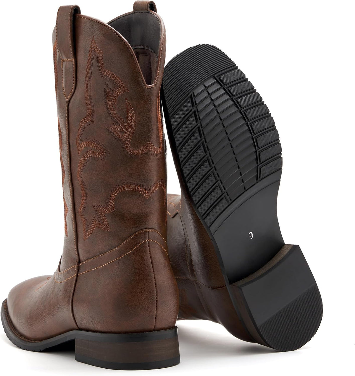 Cowboy Boots for Men Square Toe Classic Embroidered Western Boots