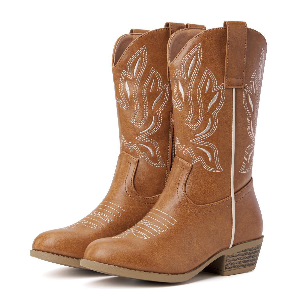 Girls Kids Western Boots Round Toe Embroidered Cowgirl Cowboy Boots