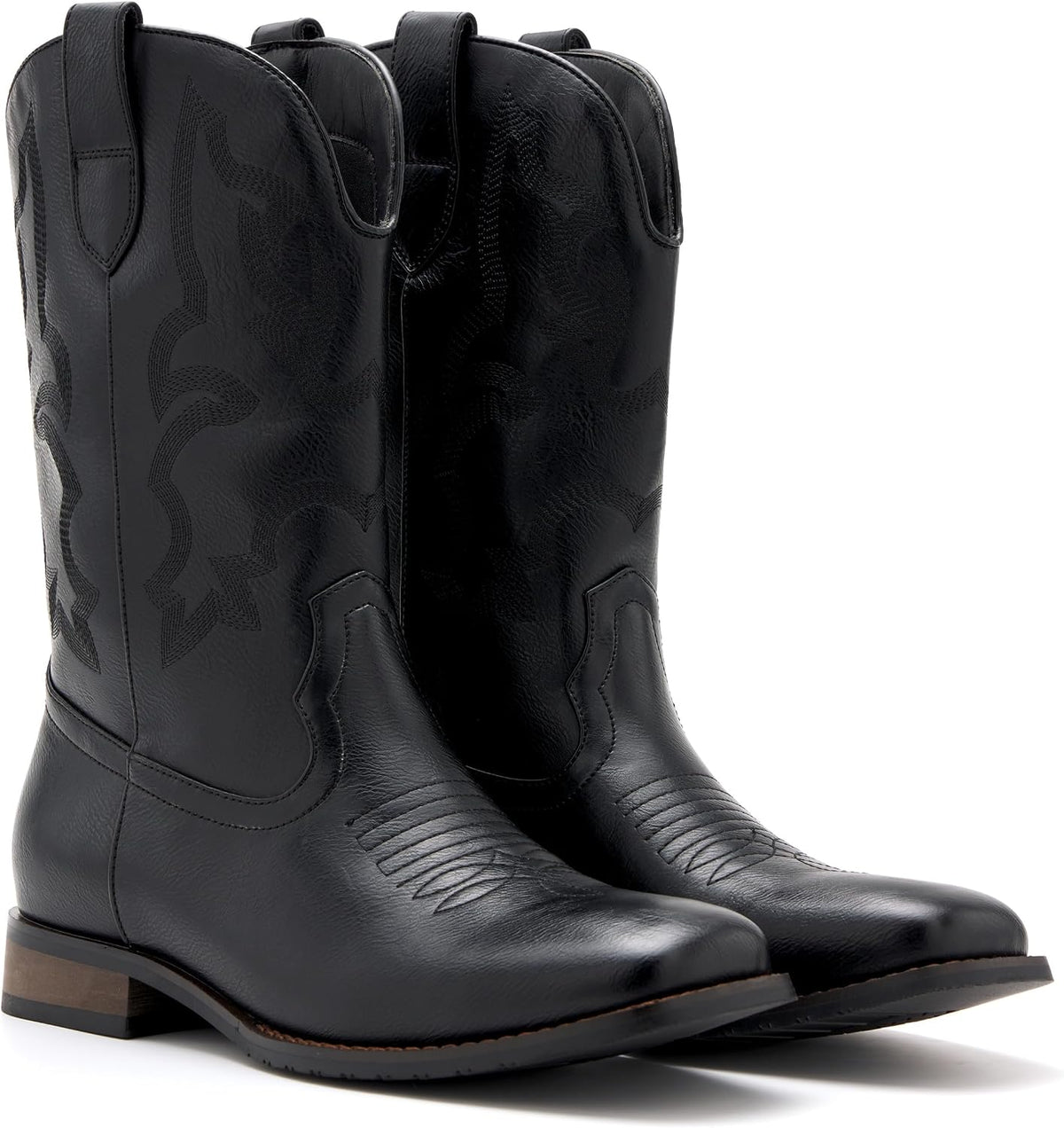 Cowboy Boots for Men Square Toe Classic Embroidered Western Boots