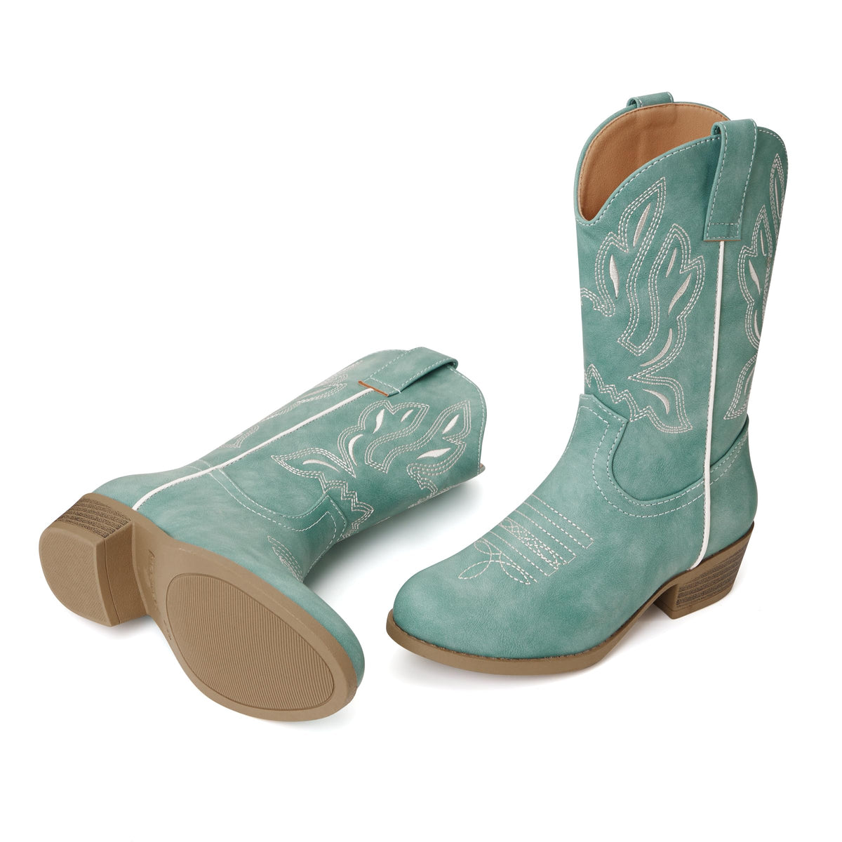 Girls Kids Western Boots Round Toe Embroidered Cowgirl Cowboy Boots