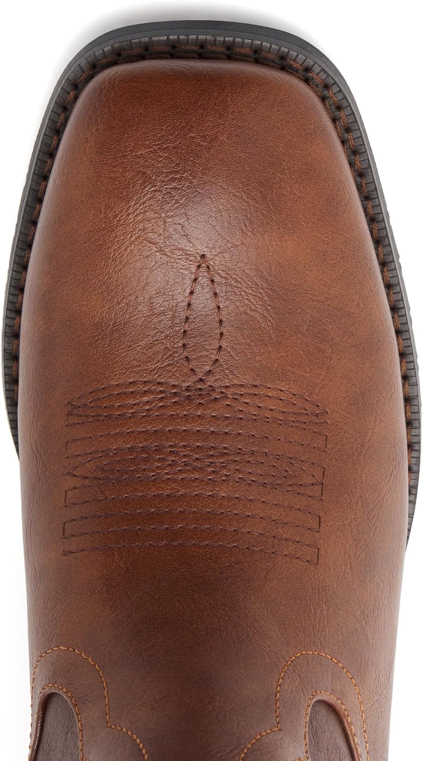 Cowboy Boots for Men Square Toe Classic Embroidered Western Boots