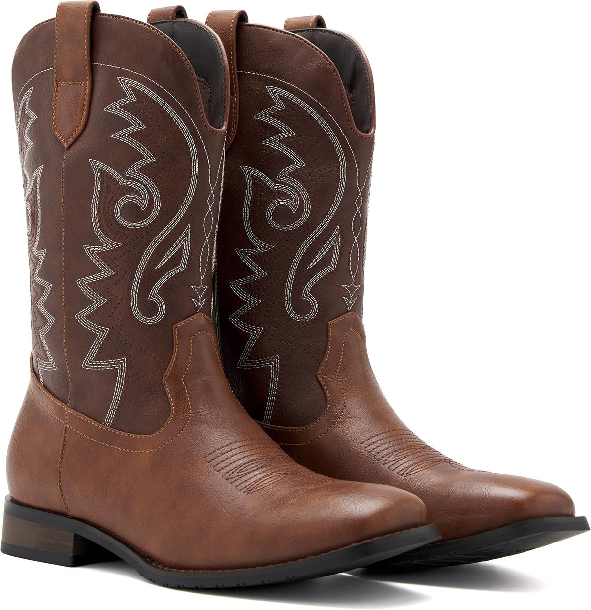 Cowboy Boots for Men Square Toe Classic Embroidered Western Boots