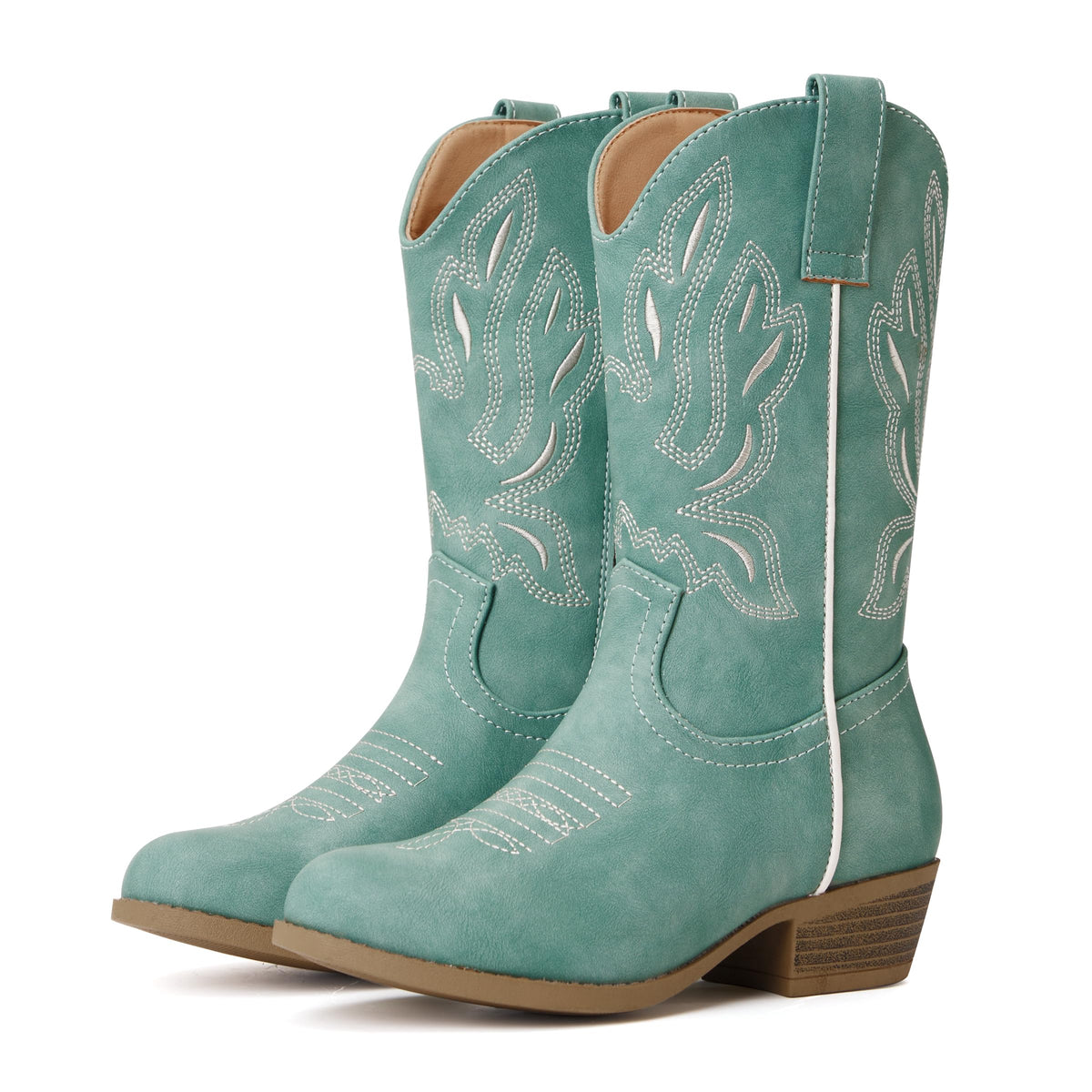 Girls Kids Western Boots Round Toe Embroidered Cowgirl Cowboy Boots