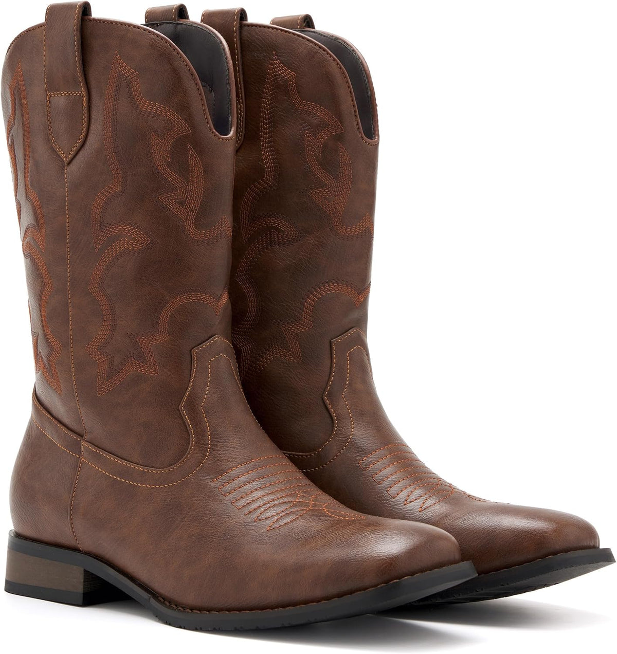 Cowboy Boots for Men Square Toe Classic Embroidered Western Boots