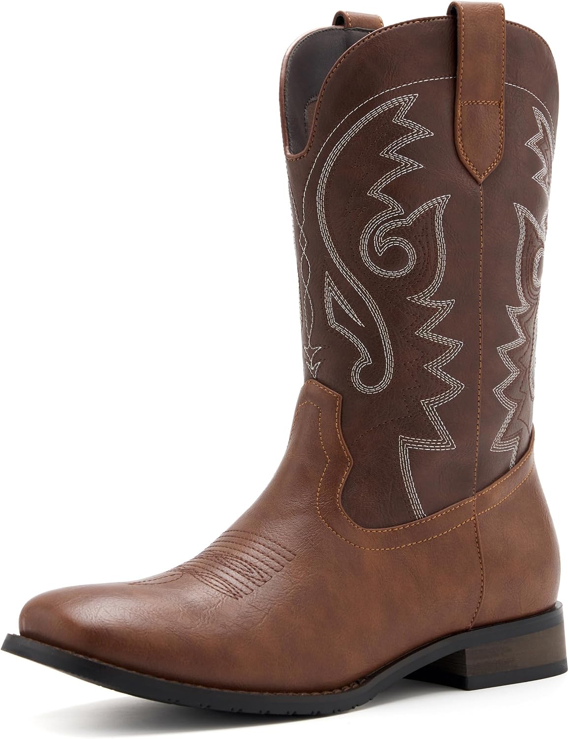 Cowboy Boots for Men Square Toe Classic Embroidered Western Boots