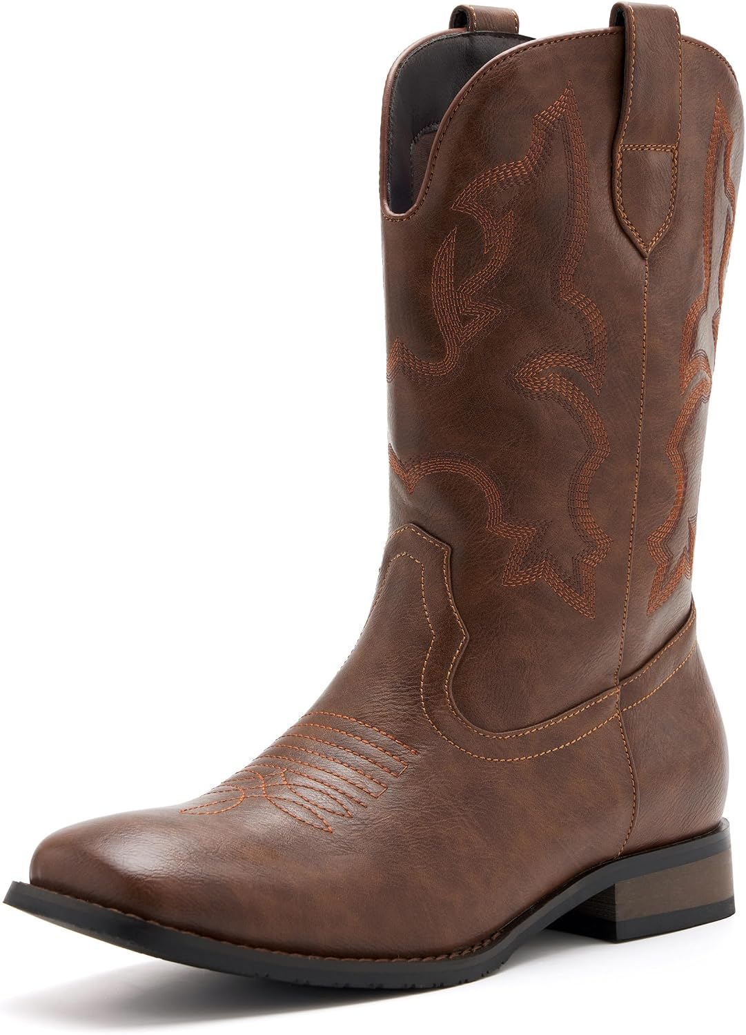 Cowboy Boots for Men Square Toe Classic Embroidered Western Boots