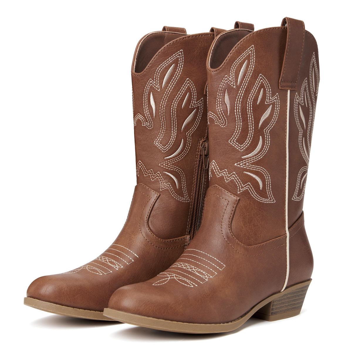 Girls Kids Western Boots Round Toe Embroidered Cowgirl Cowboy Boots