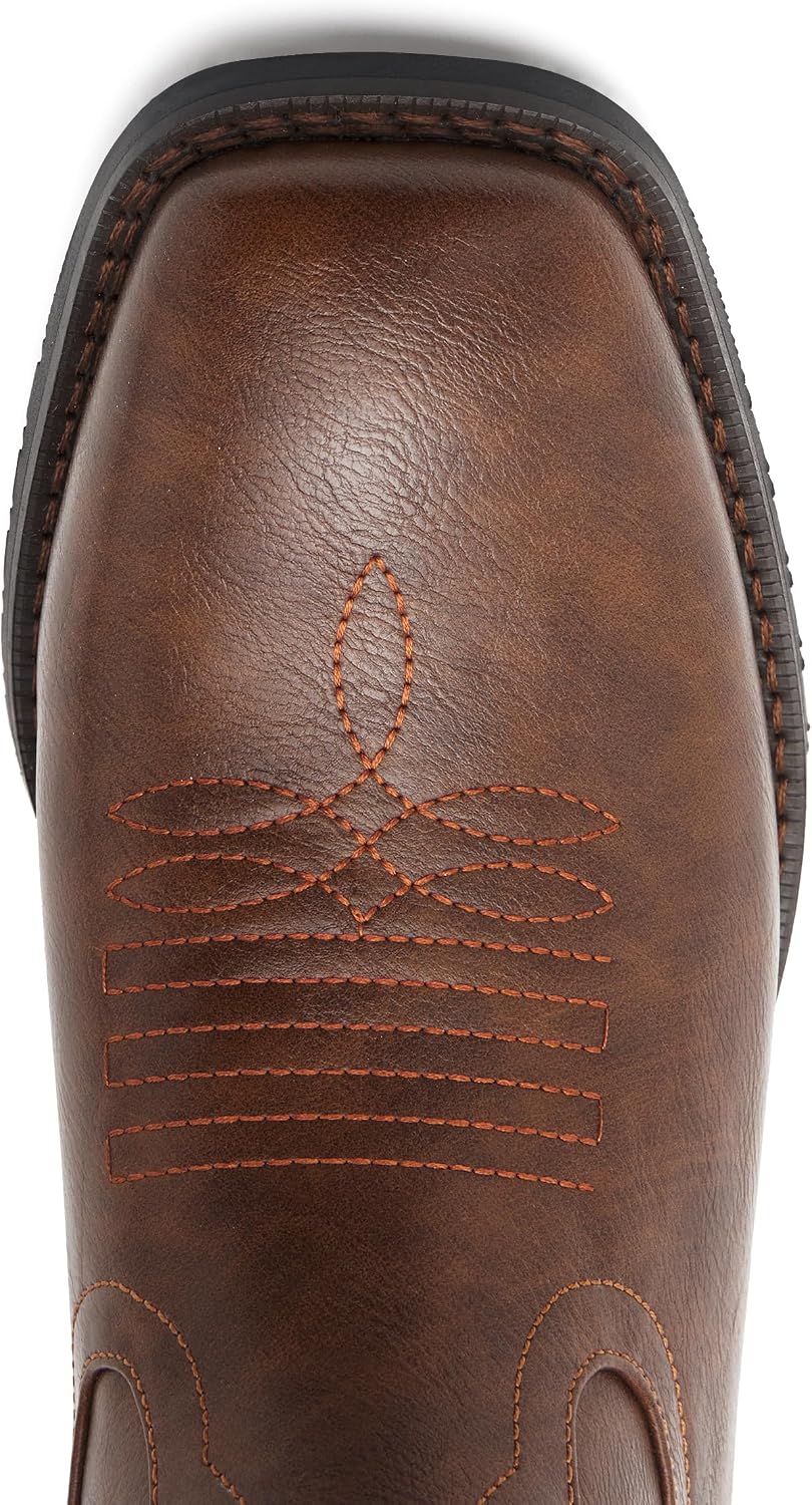 Cowboy Boots for Men Square Toe Classic Embroidered Western Boots